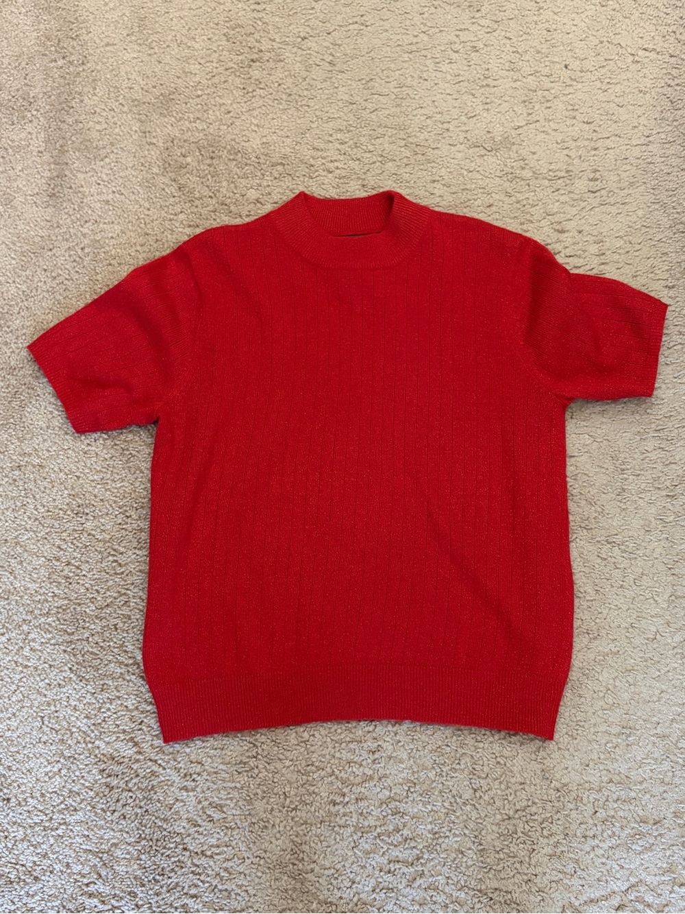Sag Harbor Vibrant Red Short-Sleeve Crew Neck Sweater